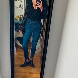 Somedays Lovin Black Bell-sleeve Lace Bodysuit